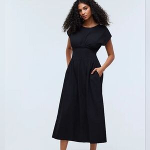 Madewell Smocked-Waist Midi Dress In Stripe Seersucker